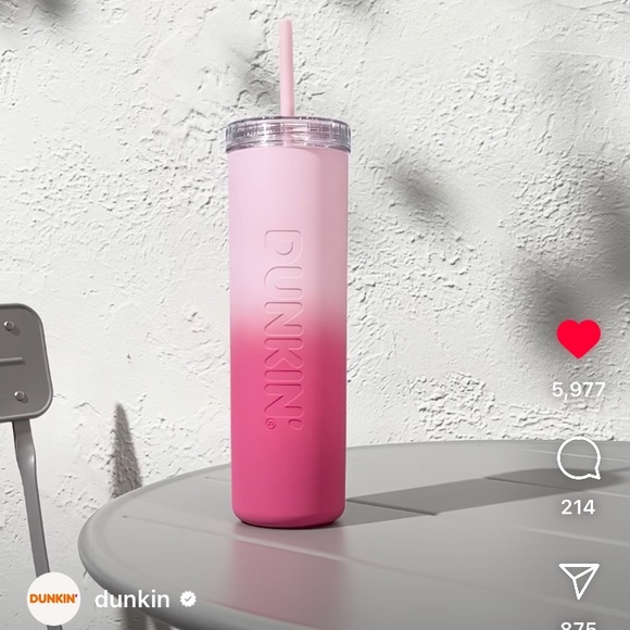 Dunkin’ Other - Dunkin Rainbow Pink Ombré Silicone & Acrylic Sipper Tumbler Straw Cup Bottle